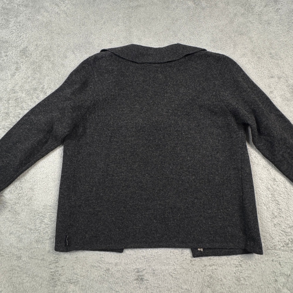 Woolrich Lambswool Floral Embroidered Cardigan Sweater Onyx Heather Gray Small - Picture 8 of 15